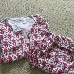 Roller Rabbit Long sleeve and pant pink monkey pajamas
